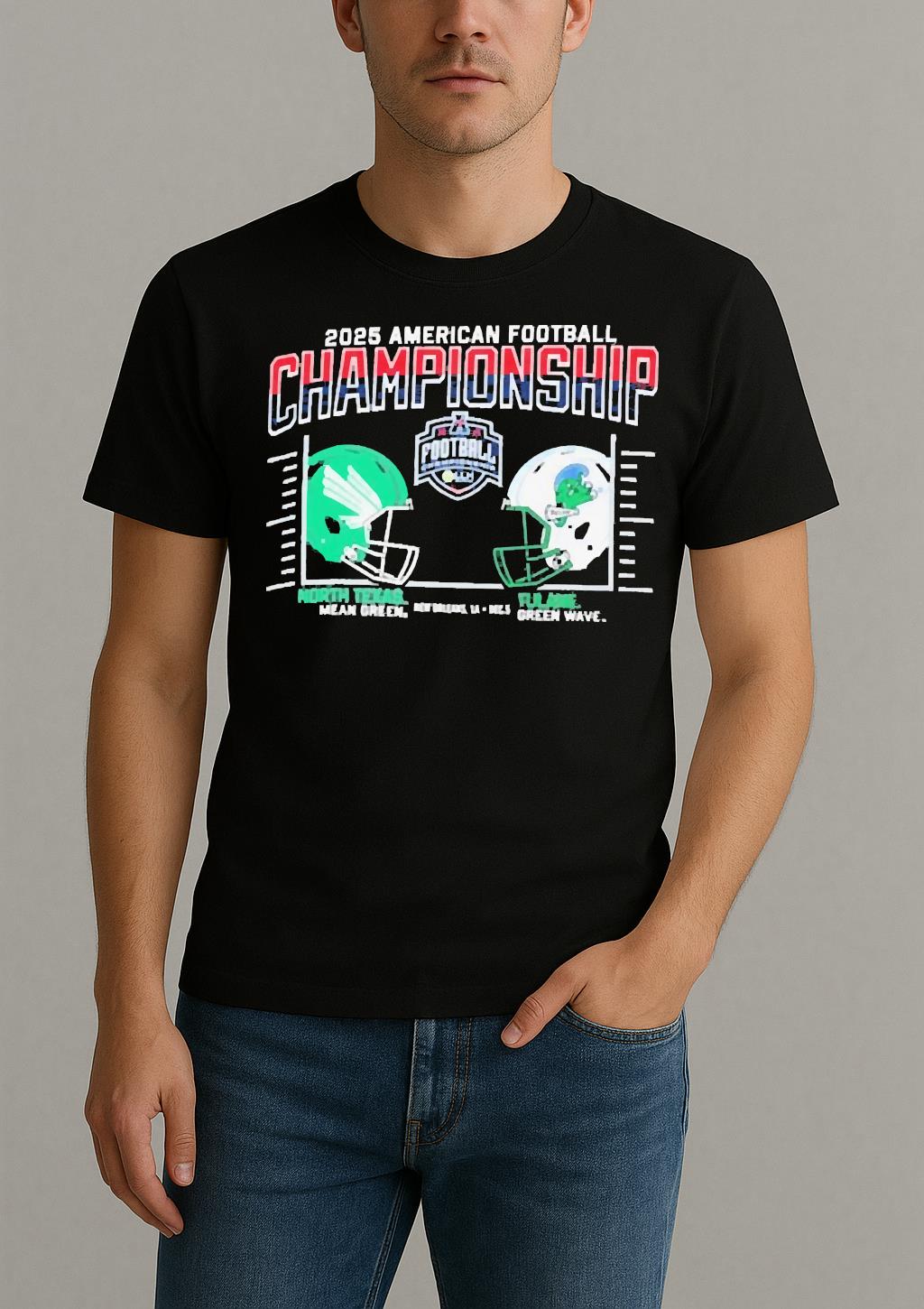 Tulane Vs North Texas 2025 Aac Football Championship Duel Helmet Shirt by Bino Shirt – Custom Graphic T-Shirt