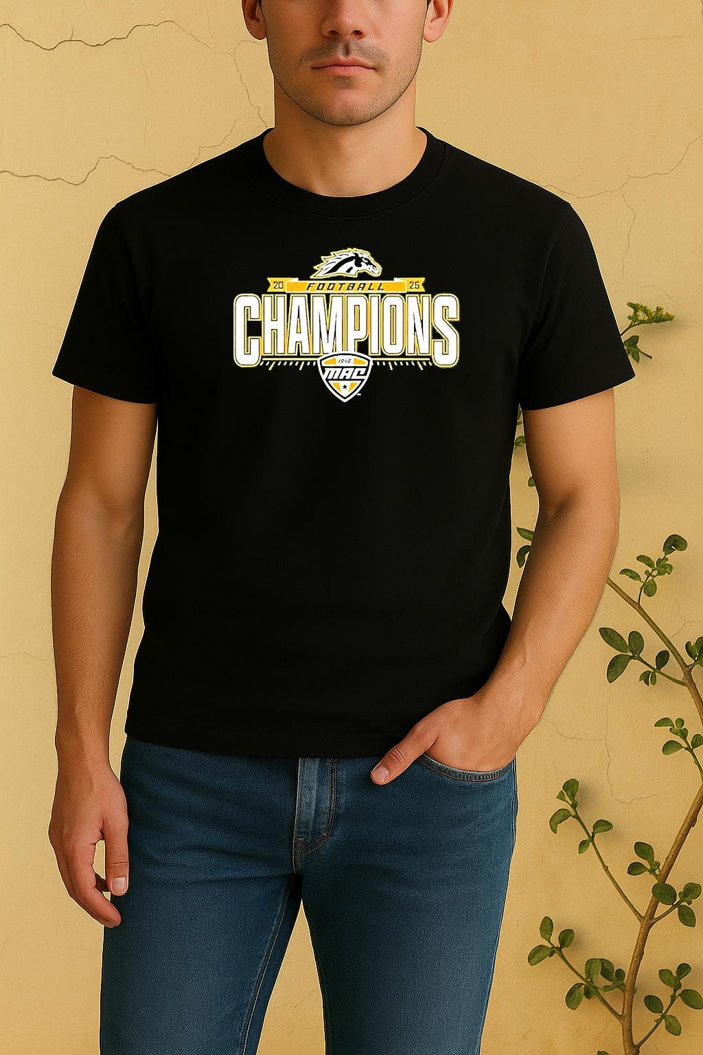 Western Michigan Broncos 2025 Mac Football Champions Shirt by Bino Shirt – Custom Graphic T-Shirt